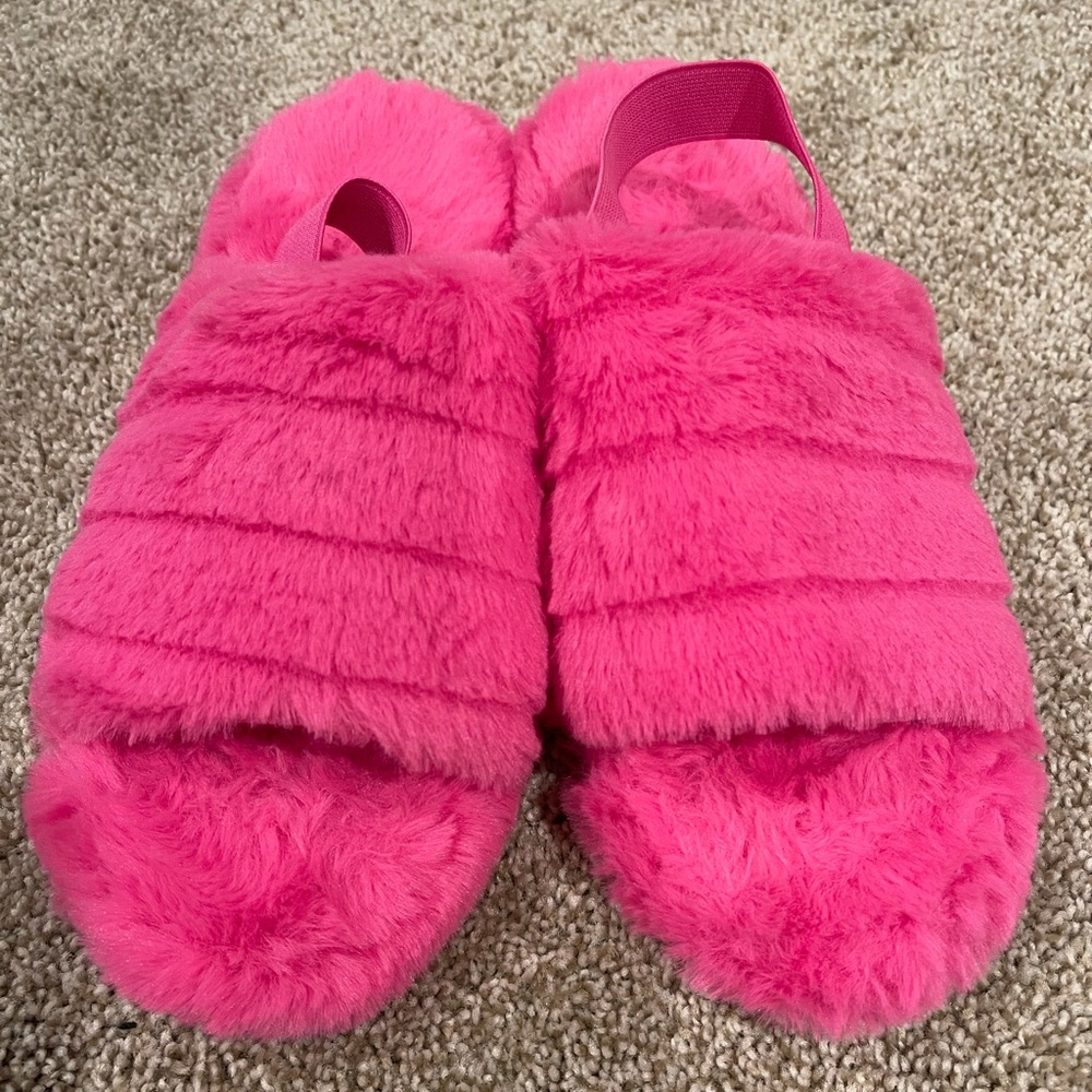 Fuzzy Hot Pink Slippers